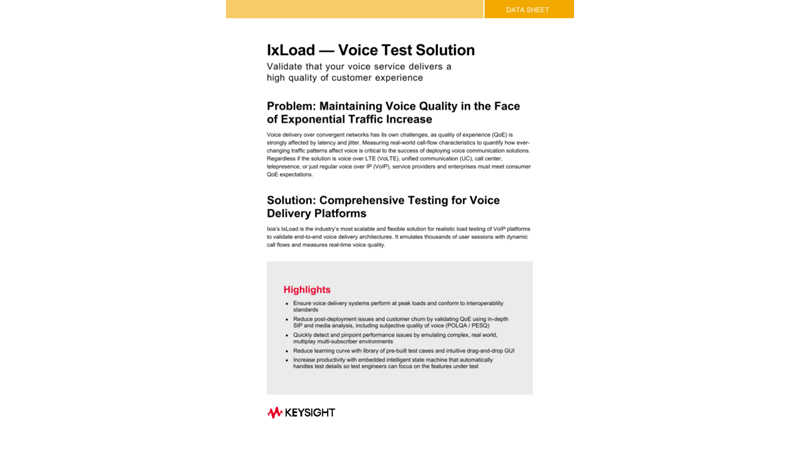 IxLoad — Voice Test Solution